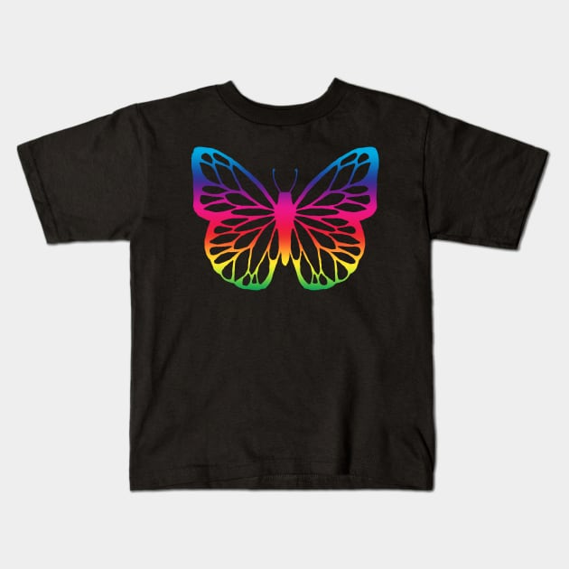 rainbow butterfly Kids T-Shirt by Shyflyer